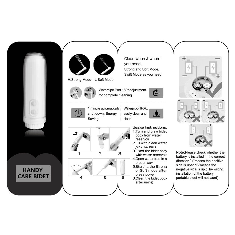 Handy Care Portable Toilet Bidet Instructions