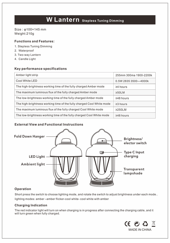 Led W Camping Lantern Outdoor Camping Light Instructions For Use